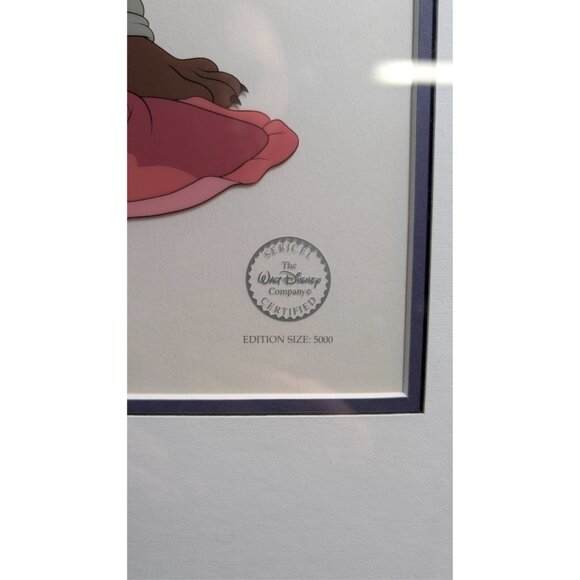 Original WALT DISNEY Beauty & Beast Cozy Couple 5000 Serigraph SeriCel Cel Cell - Picture 8 of 10